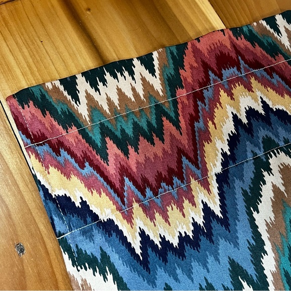 Waverly Ford Flamestitch Southwest Scalloped Valance Turquoise Red USA 76 INCHES - Picture 7 of 9